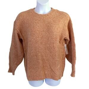 Pink Clover Crew Neck Orange White Soft Fuzzy Sweater L Large NWOT